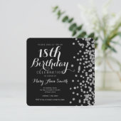 Silver 18th Birthday Faux Glitter Confetti Black Kaart (Staand voorkant)