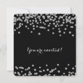 Silver 18th Birthday Faux Glitter Confetti Black Kaart (Achterkant)