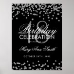 Silver 18th Birthday Faux Glitter Confetti Black Poster<br><div class="desc">Elegant 18e verjaardag Silver Faux Glitter Confetti Black banner sjabloon.</div>