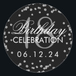 Silver 18th Birthday Faux Glitter Confetti Black Ronde Sticker<br><div class="desc">Elegant 18th Birthday Silver Faux Glitter Confetti Black sjabloon.</div>