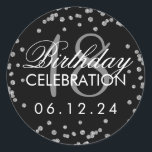 Silver 18th Birthday Faux Glitter Confetti Black Ronde Sticker<br><div class="desc">Elegant 18th Birthday Silver Faux Glitter Confetti Black sjabloon.</div>