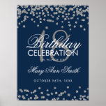 Silver 18th Birthday Faux Glitter Confetti Navy Poster<br><div class="desc">Elegant 18e verjaardag Silver Faux Glitter Confetti Navy Blue banner sjabloon.</div>