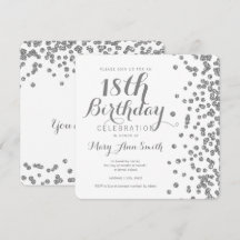 Silver 18th Birthday Faux Glitter Confetti White