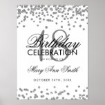 Silver 18th Birthday Faux Glitter Confetti White Poster<br><div class="desc">Elegant 18e verjaardag Silver Faux Glitter Confetti White banner sjabloon.</div>