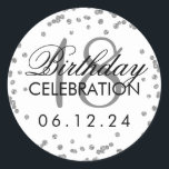 Silver 18th Birthday Faux Glitter Confetti White Ronde Sticker<br><div class="desc">Elegante 18e Verjaardag Zilveren Faux Glitter Confetti Witte sjabloon.</div>