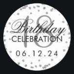 Silver 18th Birthday Faux Glitter Confetti White Ronde Sticker<br><div class="desc">Elegante 18e Verjaardag Zilveren Faux Glitter Confetti Witte sjabloon.</div>