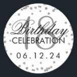 Silver 18th Birthday Faux Glitter Confetti White Ronde Sticker<br><div class="desc">Elegante 18e Verjaardag Zilveren Faux Glitter Confetti Witte sjabloon.</div>