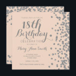 Silver 18th Birthday Glitter Confetti Blush Pink Kaart<br><div class="desc">Elegant 18e verjaardag Silver Faux Glitter Confetti Blush Pink sjabloon uitnodiging. Overeenkomende producten beschikbaar!</div>