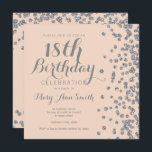Silver 18th Birthday Glitter Confetti Blush Pink Kaart<br><div class="desc">Elegant 18e verjaardag Silver Faux Glitter Confetti Blush Pink sjabloon uitnodiging. Overeenkomende producten beschikbaar!</div>