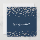 Silver 18th Birthday Glitter Confetti Navy Blue Kaart (Achterkant)
