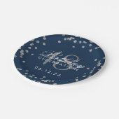 Silver 18th Birthday Glitter Confetti Navy Blue Papieren Bordje (Gekanteld)