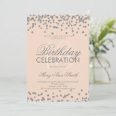 Silver 18th Birthday Glitter Confetti Roos Roze Kaart (Staand voorkant)