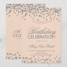 Silver 18th Birthday Glitter Confetti Roos Roze