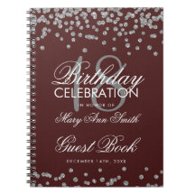 Silver 18th Birthday Guest Book Confetti Burgundy