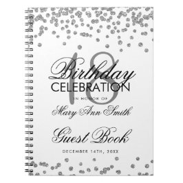 Silver 18th Birthday Guest Book Glitter Confetti Notitieboek