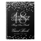 Silver 18th Birthday Guest Book Glitter Confetti Notitieboek (Voorkant)