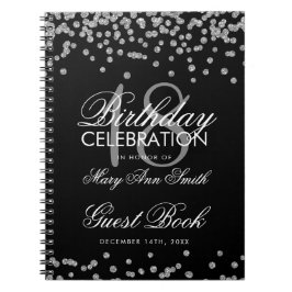 Silver 18th Birthday Guest Book Glitter Confetti Notitieboek