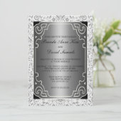 Silver 1920s Art Deco Wedding Invitation Kaart (Staand voorkant)