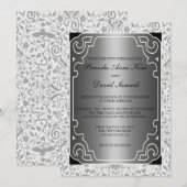 Silver 1920s Art Deco Wedding Invitation Kaart (Voorkant / Achterkant)