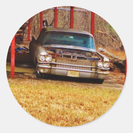 Silver 1963 Sadan Deville Ronde Sticker (Voorkant)
