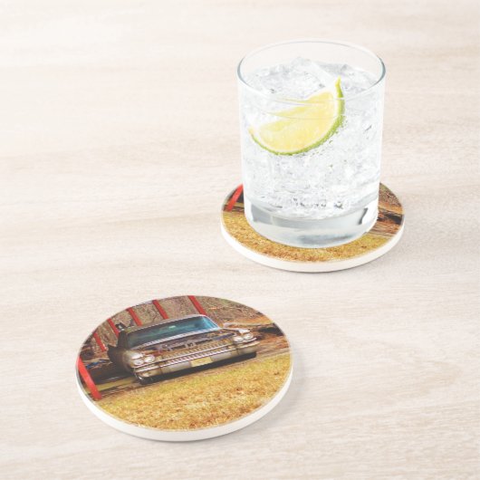 Silver 1963 Sadan Deville Zandsteen Onderzetter (Zijkant)