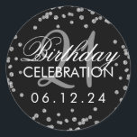 Silver 21st Birthday Faux Glitter Confetti Black Ronde Sticker<br><div class="desc">Elegante 21e Verjaardag Zilveren Faux Glitter Confetti Zwart sjabloon.</div>