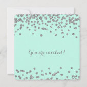 Silver 21st Birthday Faux Glitter Confetti Mint Kaart (Achterkant)