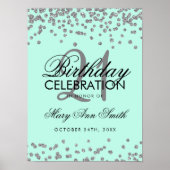 Silver 21st Birthday Faux Glitter Confetti Mint Poster (Voorkant)