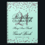 Silver 21st Birthday Guest Book Confetti Mint Notitieboek<br><div class="desc">Elegant 21st Birthday Party Glitter Confetti on Mint sjabloon. Eenvoudig te gebruiken en eenvoudig aan te passen. Bestel vandaag nog!</div>