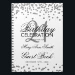 Silver 21st Birthday Guest Book Glitter Confetti Notitieboek<br><div class="desc">Elegant 21st Birthday Party Glitter Confetti on White sjabloon. Eenvoudig te gebruiken en eenvoudig aan te passen. Bestel vandaag nog!</div>