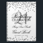 Silver 21st Birthday Guest Book Glitter Confetti Notitieboek<br><div class="desc">Elegant 21st Birthday Party Glitter Confetti on White sjabloon. Eenvoudig te gebruiken en eenvoudig aan te passen. Bestel vandaag nog!</div>