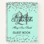 Silver 21st Birthday Guestbook Confetti Mint Notitieboek<br><div class="desc">Een elegante 21st Birthday sjabloon van het Boek van de Partij van de Gast met Zilveren Confetti Glitter op het ontwerp van de Munt en gemakkelijk om tekst aan te passen.</div>