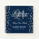 Silver 21st Birthday Guestbook Confetti Navy Blue Notitieboek<br><div class="desc">Een elegante 21ste sjabloon van het Boek van de Partij van de Vrede met Zilveren Glitter Confetti op het Blauwe ontwerp van de Zeevlek en gemakkelijk om tekst aan te passen.</div>