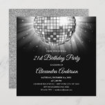 Silver 21st Birthday Party Disco Ball - 70-partij Kaart<br><div class="desc">Zilver 21e verjaardag Disco Ball Party nodigt uit. De 21ste uitnodiging van de Zilveren en de Zwarte Partij van de Dag van de Vrede is perfect voor een moderne 21ste Partij van de Dagen. Neem contact op met de ontwerper voor aangepaste overeenkomende objecten.</div>