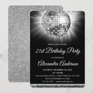 Silver 21st Birthday Party Disco Ball - 70-partij Kaart