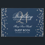 Silver 21st Birthday Party Glitter Confetti Navy Gastenboek<br><div class="desc">Elegant 21st Birthday Party Silver Glitter Confetti Navy Blue sjabloon.</div>