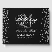 Silver 21st Birthday Party Glitter Confetti Zwart Gastenboek (Voorkant)