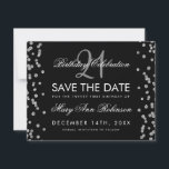 Silver 21st Birthday Save the Date Confetti Black<br><div class="desc">Het elegante "21st Birthday Party"-ontwerp met Silver Faux Glitter Confetti Black en aangepaste naam en tekst met details. Eenvoudig te gebruiken en eenvoudig aan te passen. Bestel vandaag nog!</div>