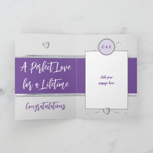 Silver 25-jarig bestaan voegt foto's paars toe kaart (Binnen)