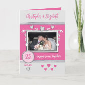 Silver 25-jarig bestaan voegt foto's roze toe kaart (Voorkant)