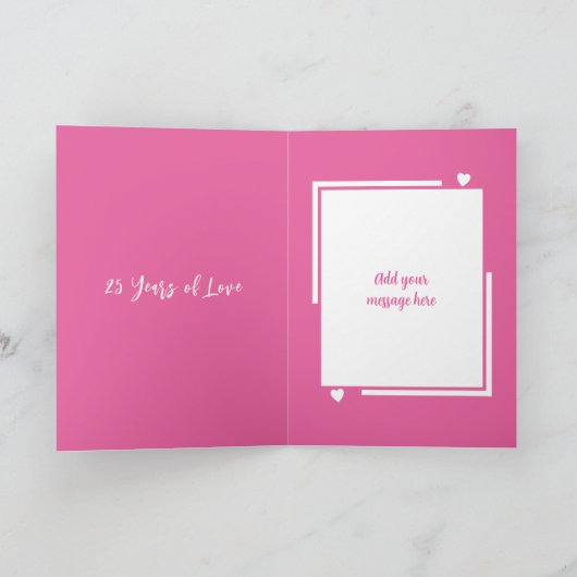 Silver 25-jarig bestaan voegt foto's roze toe kaart (Binnen)