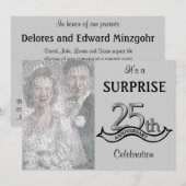 Silver (25e Jubileum) Feestuitnodigingen Kaart (Voorkant / Achterkant)