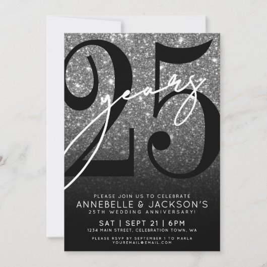Silver 25th Anniversary Party Kaart (Voorkant)