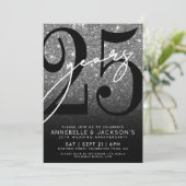 Silver 25th Anniversary Party Kaart (Staand voorkant)