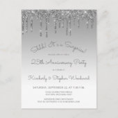 Silver 25th Anniversary Surprise Party Briefkaart (Voorkant)