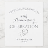 Silver 25th Anniversary Wijn Etiket (Enkel label)