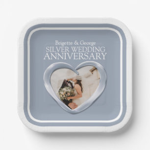 Silver 25th bruiloft foto-plein papieren bordje