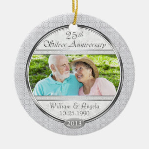 Silver 25th Jubileum, aangepast Ornament voor foto