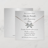 Silver 25th Jubileum Diamond Brooch-uitnodigingen Kaart (Voorkant / Achterkant)