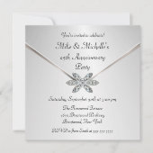 Silver 25th Jubileum Diamond Brooch-uitnodigingen Kaart (Voorkant)